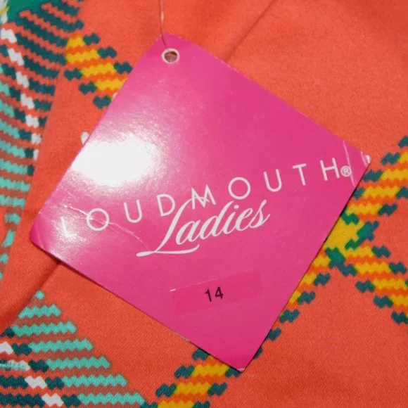 LOUDMOUTH Pebble Peach Womens 14 Green Orange Plaid Golf Skort NEW with Tag - Picture 4 of 10